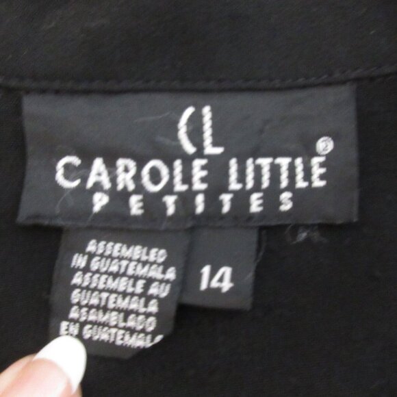 Carole Little Sweater Womens Sz 14 Ribbed Front Moto Jacket Cropped Button Black - Picture 3 of 10
